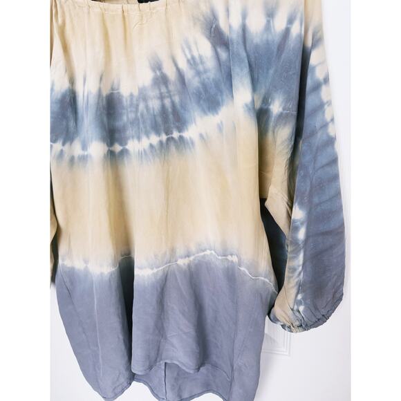 Club Monaco 100% Silk Tye Dye Blouse Flowy Small Earthy Fall Minimalist Boho - Picture 6 of 8